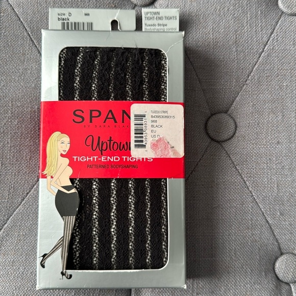New with tags Spanx uptown tights size D Black Tuxedo stripe - Picture 1 of 3